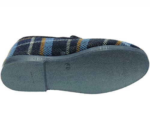 SEVILLAS 97 Zapatilla Cerrada Confortable Paño Cuadros Pura Lana Virgen Clásica Casa Hombre Marino Talla 41