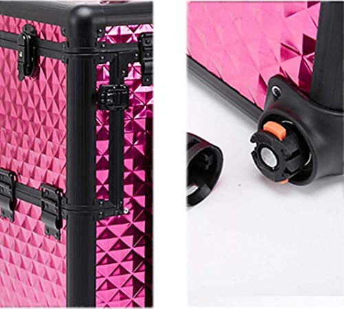 SGSG Estuche de Tren con Ruedas para Artista de Maquillaje, Carrito con Cerradura, Organizador de cosméticos, Bandeja Plegable 6 en 1, candado con Llave de Seguridad, Adecuado para peluquería, TR