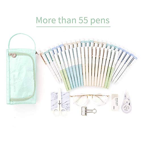 Shager - 1pcs Chicas Chicos Niños Grande Estuches, Plegable Lápiz Cosmética con Cremallera Caja Case Escolar, Lavable Dupont-Papel, 19.5 * 8 * 11CM (Verde)