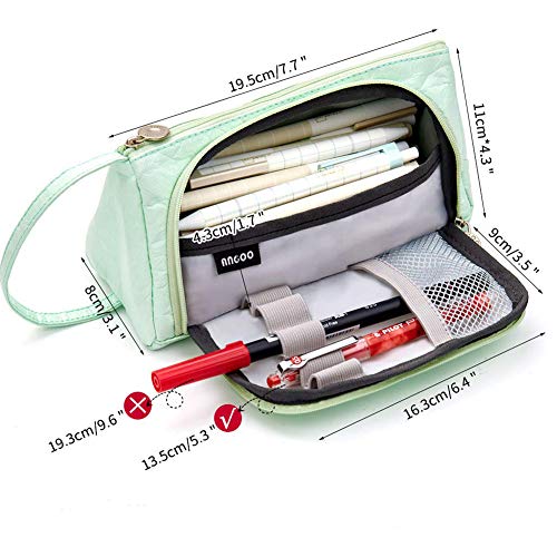 Shager - 1pcs Chicas Chicos Niños Grande Estuches, Plegable Lápiz Cosmética con Cremallera Caja Case Escolar, Lavable Dupont-Papel, 19.5 * 8 * 11CM (Verde)