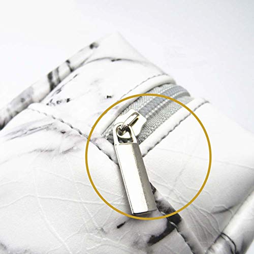 Shager - 1pcs Mármol Bolsa de cosméticos de Viaje PU Lápiz Bolsa de Almacenamiento de Moda Portátil para Mujeres Caja Case Escolar Chicas Niñas 19* 7* 9CM (Blanco)