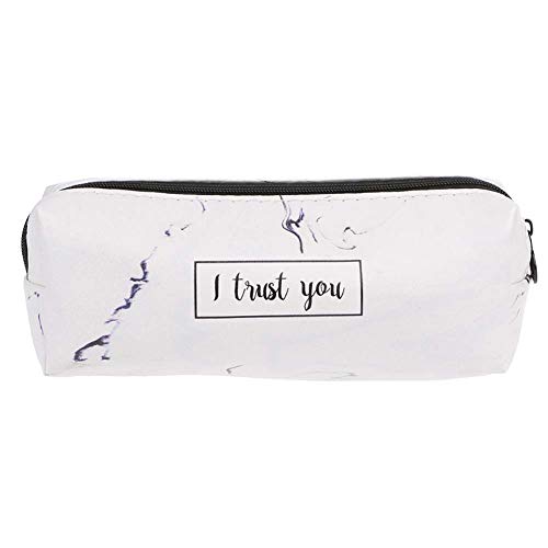 Shager - 1pcs Mármol Chicas niñas Niños Estuches PU Lápiz Cosmética con Cremallera Caja Case Escolar 17.5*6.5*5cm (Azul)