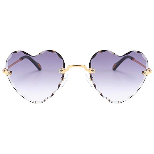 Sharplace Gafas de Sol DIN Montura Lentes Planas Forma de Corazón UV400 para Mujer Chica - Gris, Tal como se Describe