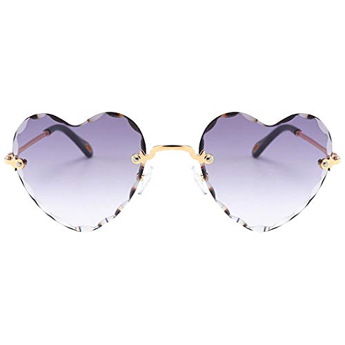 Sharplace Gafas de Sol DIN Montura Lentes Planas Forma de Corazón UV400 para Mujer Chica - Gris, Tal como se Describe