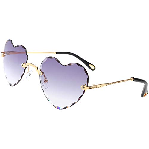 Sharplace Gafas de Sol DIN Montura Lentes Planas Forma de Corazón UV400 para Mujer Chica - Gris, Tal como se Describe