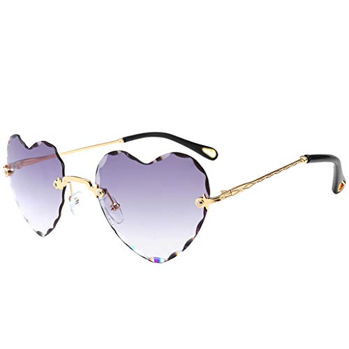 Sharplace Gafas de Sol DIN Montura Lentes Planas Forma de Corazón UV400 para Mujer Chica - Gris, Tal como se Describe