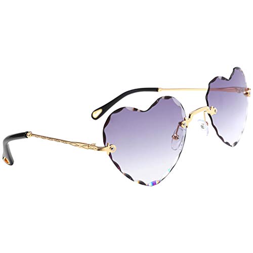Sharplace Gafas de Sol DIN Montura Lentes Planas Forma de Corazón UV400 para Mujer Chica - Gris, Tal como se Describe