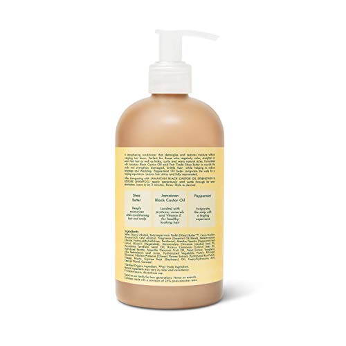 SheaMoisture 215592 acondicionador - acondicionadores (Unisex, No profesional, Carthamus Tinctorius (Safflower) Seed Oil, Ricinus Communis (Castor) Seed Oil, Isopropyl Myristate, , After shampooing with Jamaican Black Castor Oil Strengthen & Grow Shampoo,