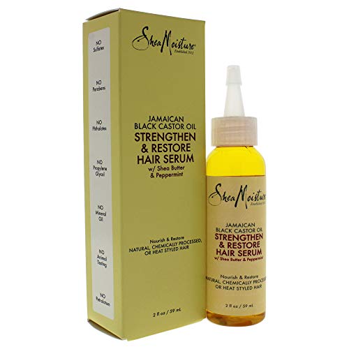 SheaMoisture Jamaican Black Castor Oil - serum para cabello (Unisex, Curly hair, Cabello teñido, Nutrición, Carthamus Tinctorius (Safflower) Seed Oil, Ricinus Communis (Castor) Seed Oil, Isopropyl Myristate, , Massage a few drops gently into scalp as ofte