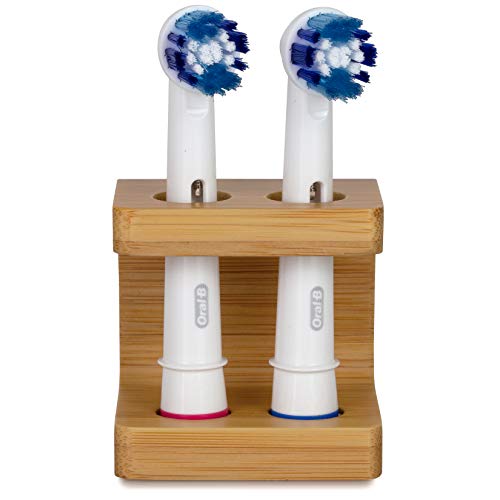 Sheevah Porta cepillos de Dientes de bambú para Cabezales Oral B. Cepillo de Dientes eléctrico Hecho a Mano, sin plástico y Respetuoso con el Medio Ambiente. Porta hasta Dos Cabezales.