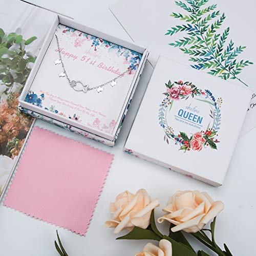 shefine 51 cumpleaños regalos para mujer – plata de ley 925 mujer cinco linda plata Pez pulsera, 51 años de edad cumpleaños regalos para mujeres, divertido 51 cumpleaños regalos para mujer