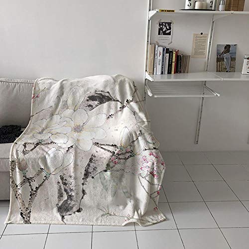SHHSGZ Estampata 3D poliéster Manta Cobijas de Grandes Infantil Mantas Suave de Franela Mantas para Cama Bedding Mantas de Pájaro Flor-M