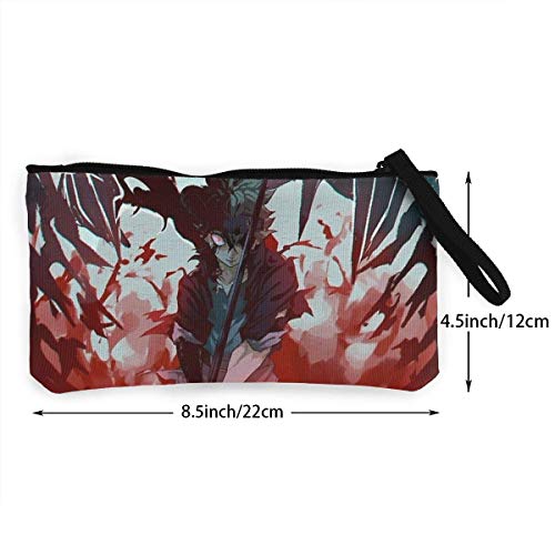 shibeili Monederos de Monedas de trébol Negro de Demon Anime con Cremallera de Lona Bolsas de Maquillaje con Correa de Pulsera Monedero para teléfono móvil