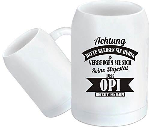 Shirtstown - Taza de café, diseño con texto en alemán "Achtung Bitte bleiben Sie ruhig und verbeugen sie sich Seine Majestät der Opi...", cerámica, Jarra de cerveza., 500 ml