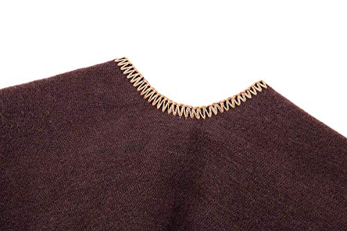 Shmily Girl Poncho para Mujer Cardigan de Punto Capa con Bloques de Colores para Mujer Easy Cover Up (One Size, Café)