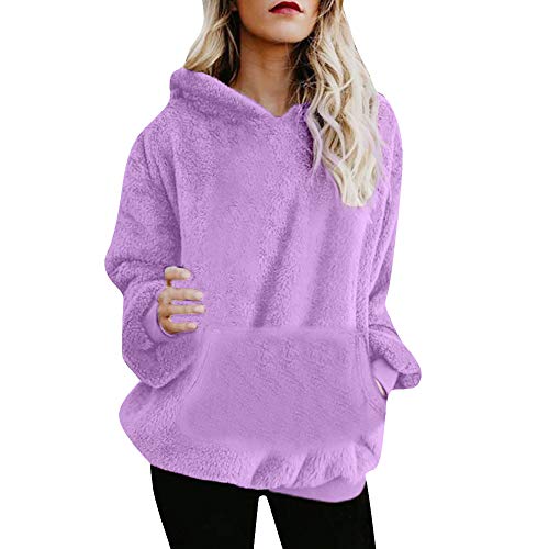 SHOBDW Liquidación Venta Mujer Sudadera con Capucha Suelta Tallas Grandes Jersey de Mujer Jersey otoño Invierno Manga Larga Remata Abrigo cálido (S, Púrpura)