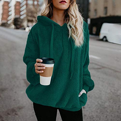 SHOBDW Liquidación Venta Mujer Sudadera con Capucha Suelta Tallas Grandes Jersey de Mujer Jersey otoño Invierno Manga Larga Remata Abrigo cálido(Verde,S)