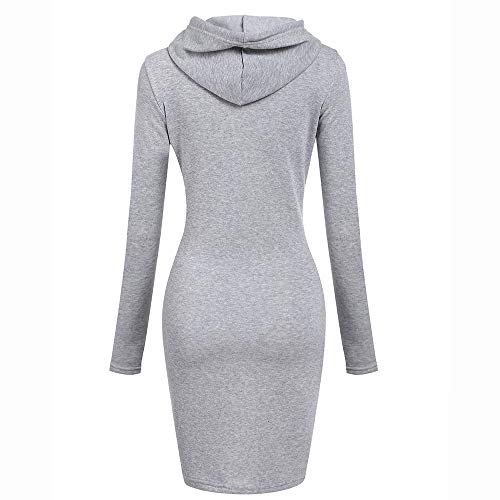 SHOBDW Mujer Liquidación Venta Sudadera con Capucha para de Color sólido Casual Fit Recta Invierno Manga Larga Tops Abrigos Chaqueta Sexy Vestidos Delgados(Gris,XL)