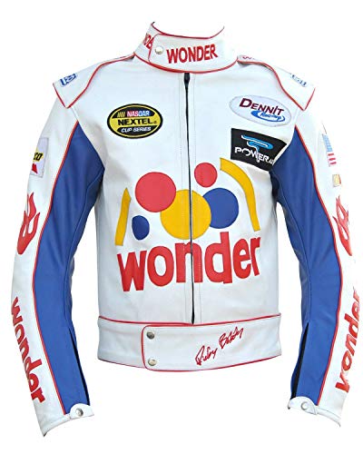Shop House Ricky Bobby Wonder - Chaqueta para hombre de piel sintética (XXS-5XL) Blanco blanco XX-Small