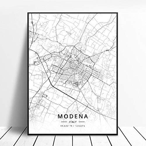 shuimanjinshan Livorno Prato Milán Pisa Módena De Génova Italia Mapa Lienzo Arte Póster 50X70 Cm No Frame W-403