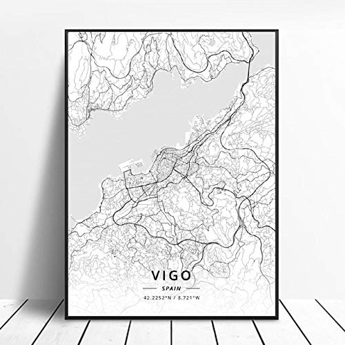 shuimanjinshan Lleida Toledo Logroño Vigo Murcia Burgos España Lienzo Arte Mapa Cartel 50X70Cm No Frame W-263