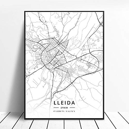 shuimanjinshan Lleida Toledo Logroño Vigo Murcia Burgos España Lienzo Arte Mapa Cartel 50X70Cm No Frame W-265