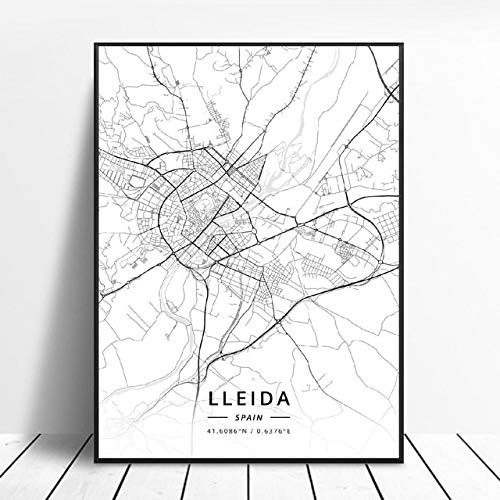 shuimanjinshan Lleida Toledo Logroño Vigo Murcia Burgos España Lienzo Arte Mapa Cartel 50X70Cm No Frame W-265
