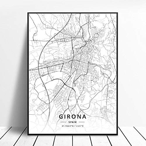 shuimanjinshan Palma Avilés Girona Terrassa Jerez León España Lienzo Arte Mapa Cartel 50X70Cm No Frame W-594