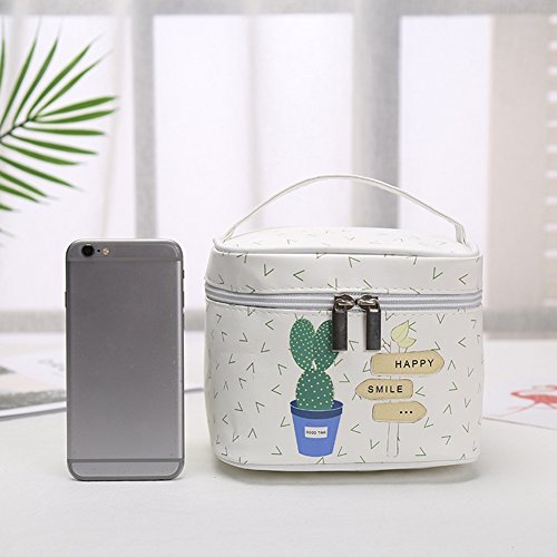 Shyymaoyi Multifunción Portátil Mujeres Rayas Punto Cactus Cosméticos Bolsa de Almacenamiento de Viaje Maquillaje Organizador de Lavado