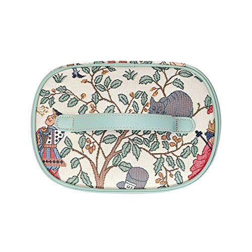 Signare Tapiz Neceser Mujer Organizador de Maquillaje Bolsa de Maquillaje Neceser Maquillaje con diseño de Flores y Criaturas de jardín (Alicia en el país de Las Maravillas)