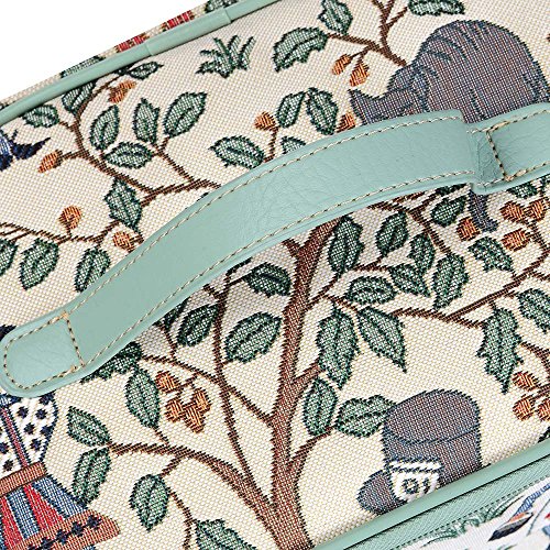Signare Tapiz Neceser Mujer Organizador de Maquillaje Bolsa de Maquillaje Neceser Maquillaje con diseño de Flores y Criaturas de jardín (Alicia en el país de Las Maravillas)