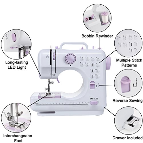 Signstek – Máquina de coser con 12 programas de costura ajustable velocidad pie de cabra (intercambiable para los principiantes niños Constructor Enthousiaste