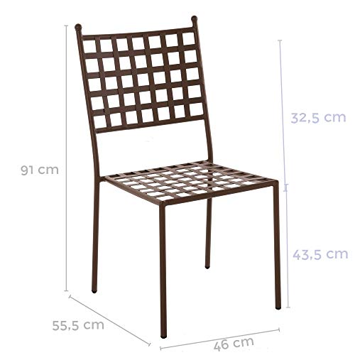 Silla apilable de Hierro marrón para jardín y Exterior Garden - LOLAhome