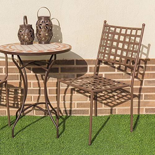 Silla apilable de Hierro marrón para jardín y Exterior Garden - LOLAhome