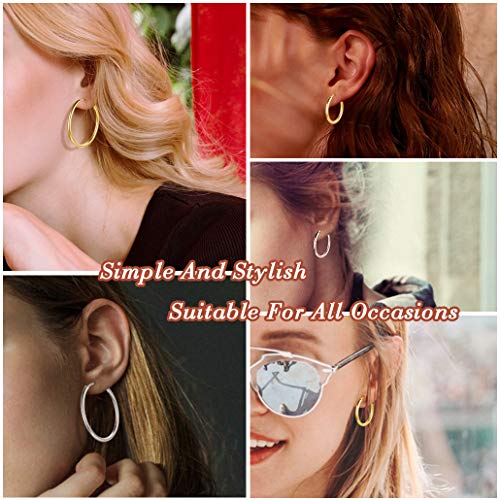 Silvora 20mm Pendientes Aros Oro Pequeños Aros Chapado Oro Mujer Pedientes Chicos
