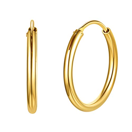 Silvora 20mm Pendientes Aros Oro Pequeños Aros Chapado Oro Mujer Pedientes Chicos