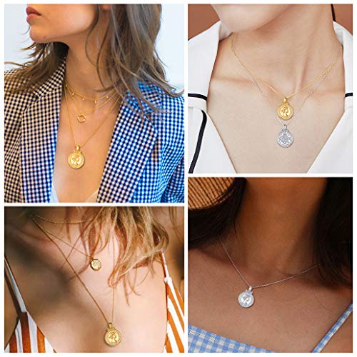 Silvora Collar Plata Mujer Moneda 6 Penique Reina Elizabeth Colgante Collar de Plata de Ley 925, Gratis Caja de Regalo