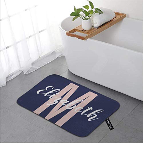 Simple Nave Blue Blush Pink Bath Rug Door Mat Soft and Absorbent Bathroom Mat Anti-Slip and Plush Bath Mat for Bathroom Living Room and Laundry Room 15.7"x23.6"