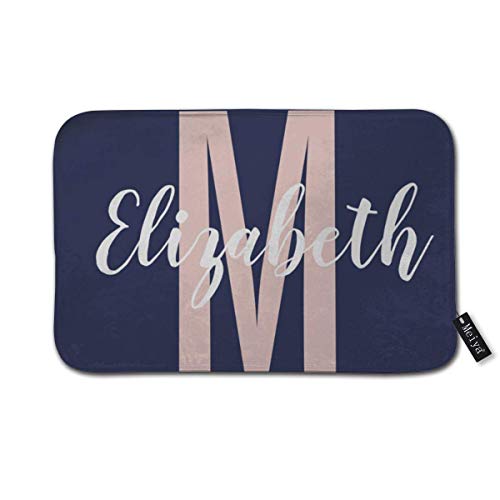 Simple Nave Blue Blush Pink Bath Rug Door Mat Soft and Absorbent Bathroom Mat Anti-Slip and Plush Bath Mat for Bathroom Living Room and Laundry Room 15.7"x23.6"