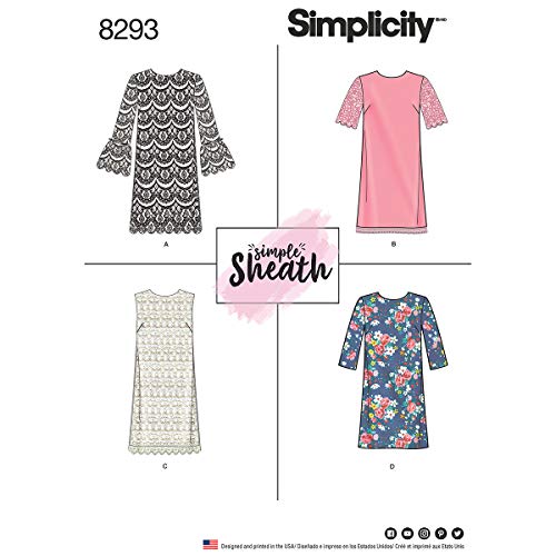 Simplicity patrón de Costura para Vestidos de Mujer (Tallas 14 – 16 – 18 – 20 – 22, Color Blanco