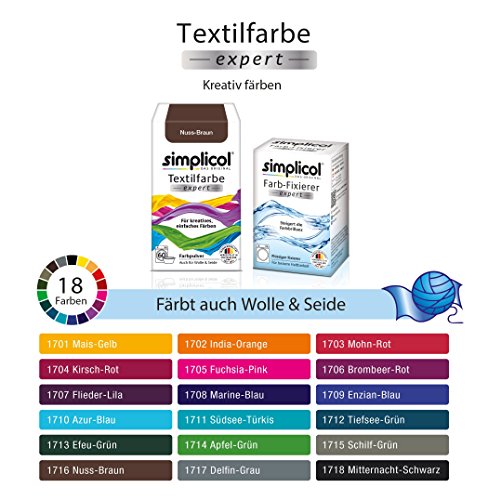 Simplicol Expert + fijador del Color Paquete de Kombi Fabric Dye: Tinte de Coloración para Textiles: Lavado a Mano o Lavadora - marrón
