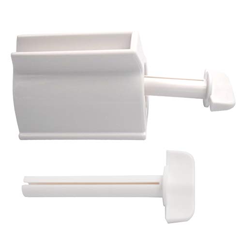 SIMUER 2 Piezas 2 en 1 Soporte Exprimidor Portacepillos de Dientes Pasta Dentífrica para Accesorioel Baño Viaje a casa - Color Blanco