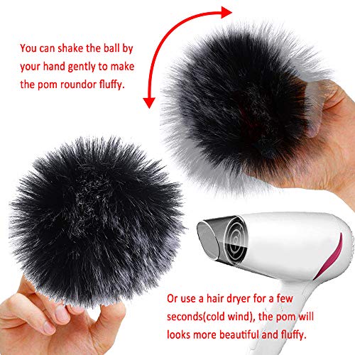 SIQUK 24 Piezas Piel de zorro Faux Pom Pom Bolas Piel de Zorro Faux Mullido Pom Pom con lazo elástico para sombreros Llaveros Bufandas Bolsos Accesorios (12 colores brillantes, 2 piezas por color)