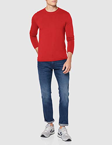 Sisley Maglia G/c M/l Camisa Manga Larga, Rojo (Cardinal 287), Small para Hombre