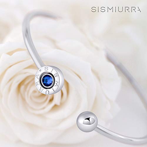 SISMIURRA Pulsera de plata para mujer con cristales azules de circonita cúbica Regalo de Navidad Joyería fina