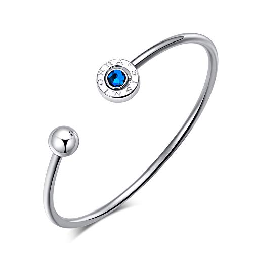 SISMIURRA Pulsera de plata para mujer con cristales azules de circonita cúbica Regalo de Navidad Joyería fina