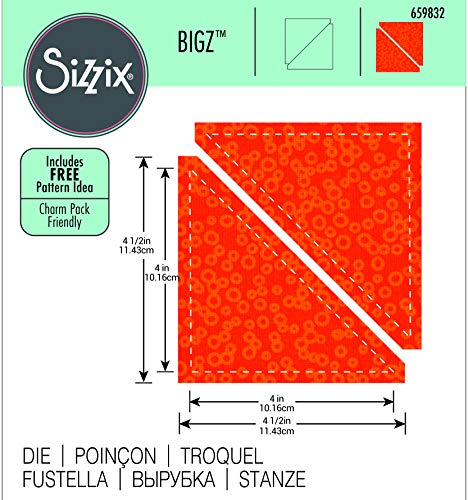 Sizzix Bigz Troquel Media triángulos cuadrados 4 1/2 "Assem.Square (B&W)