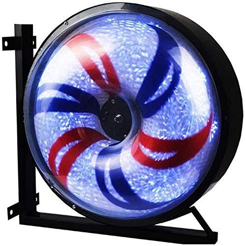 SJB Barbería LED Barberos Polo Aire Libre 27” / 38” LED de Poste del Peluquero Molino Ronda Luz giratoria Spinning Rojo Azul Blanco Las Tiras de Pelo del salón eléctrico Abrir sesión Lámpara de Pared