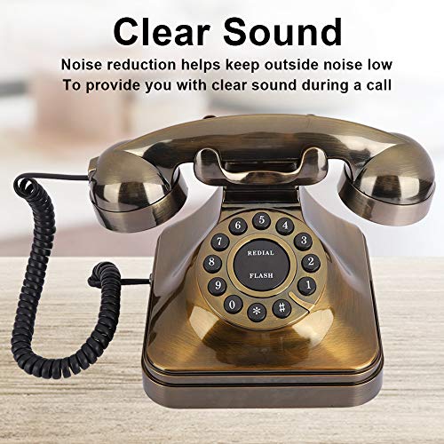 sjlerst Teléfono Residencial Antiguo, Reducción de Ruido, Tienda de Números, Marcación con Botones, WX-3011 Teléfono Bronce Antiguo para Sala de Estar en El Hogar y Oficina