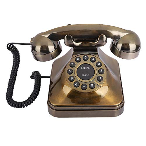 sjlerst Teléfono Residencial Antiguo, Reducción de Ruido, Tienda de Números, Marcación con Botones, WX-3011 Teléfono Bronce Antiguo para Sala de Estar en El Hogar y Oficina